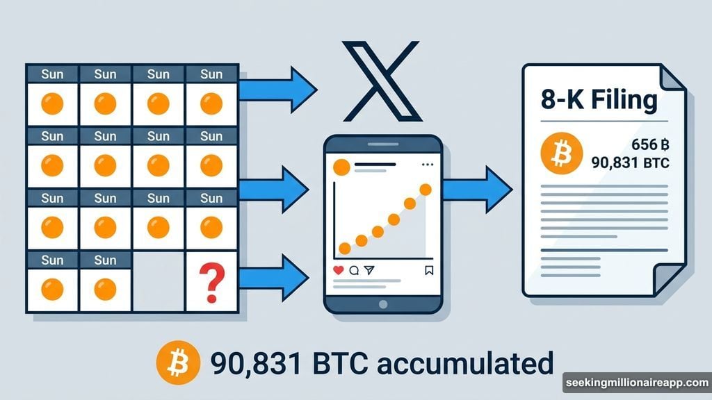 Thirteen consecutive Sundays orange dot ritual Bitcoin accumulation confirmed