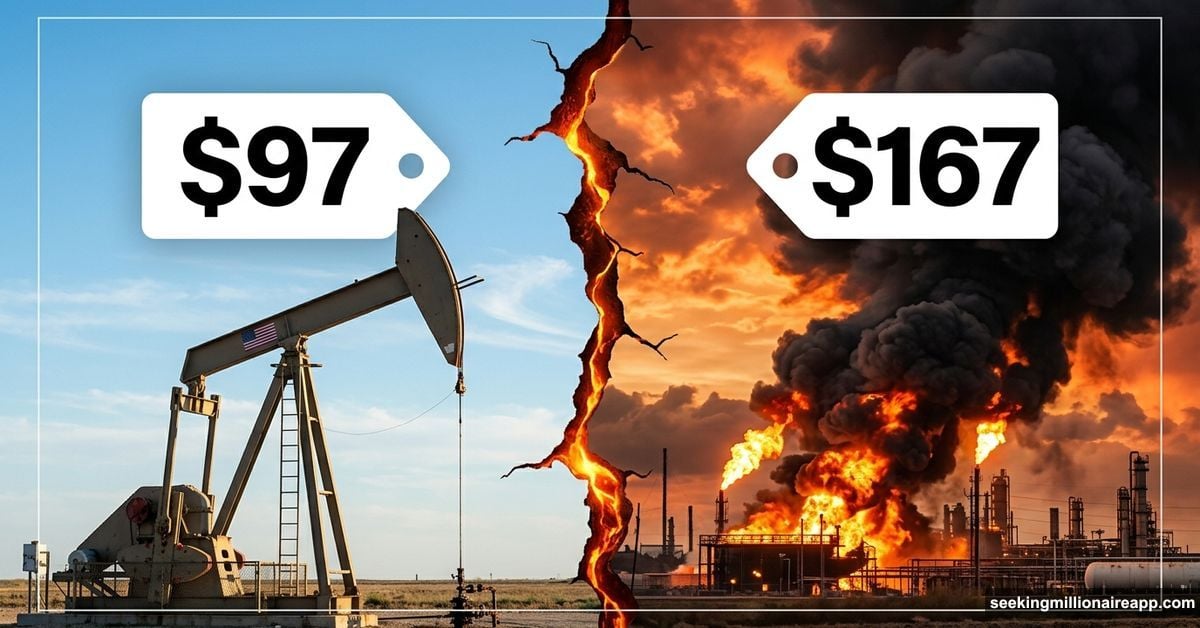 Global oil market split showing US stability versus soaring international prices