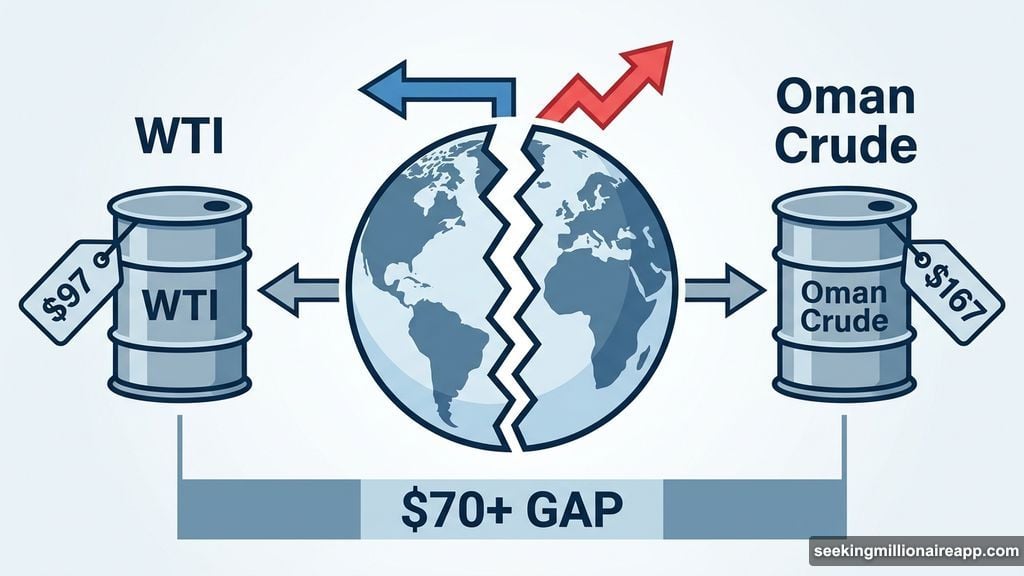 WTI at $97 versus Oman crude at $167, a $70 price gap