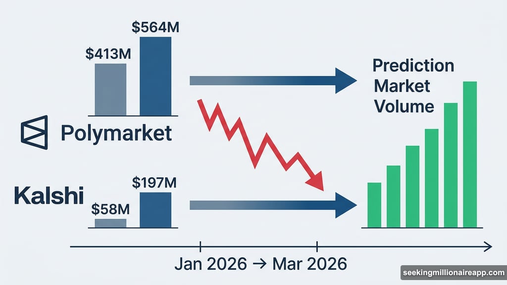 Polymarket and Kalshi crypto volume surged while prices sharply dropped