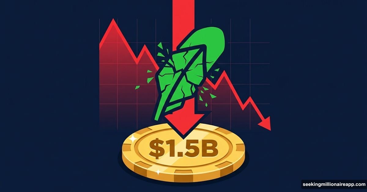 Robinhood logo cracking as stock plunges with $1.5B buyback badge