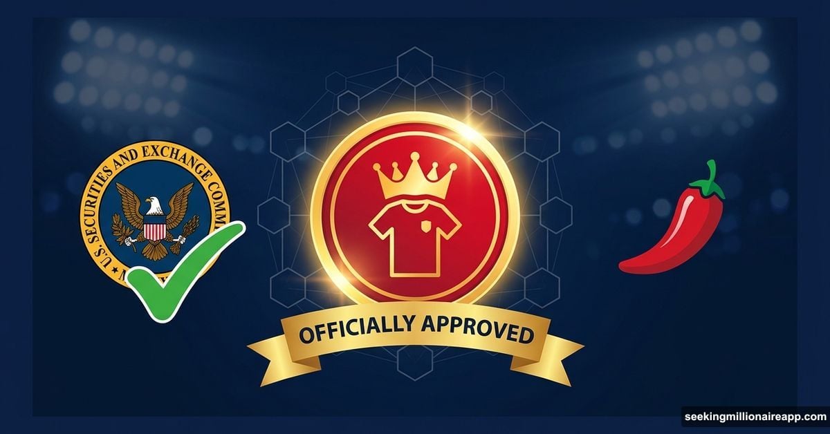 Fan token coin with SEC CFTC approval seal and Chiliz logo