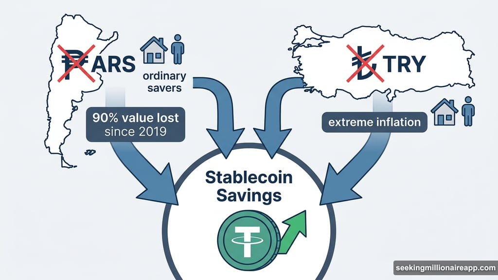 Argentina and Turkey savers replace collapsed local currencies with stablecoins