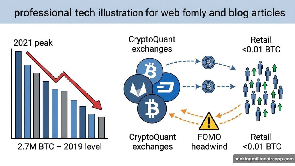 Bitcoin exchange reserves fall to 2019 lows while retail FOMO disrupts breakout