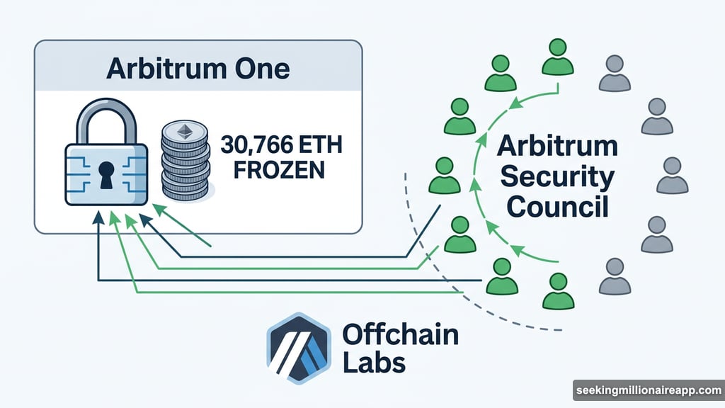 Arbitrum Security Council 9 out of 12 vote freezing stolen ETH funds