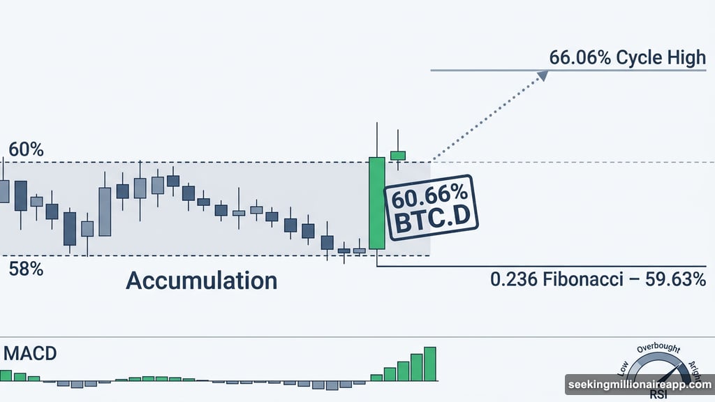 Bitcoin Dominance breaks above 60.66% targeting 66.06% cycle high