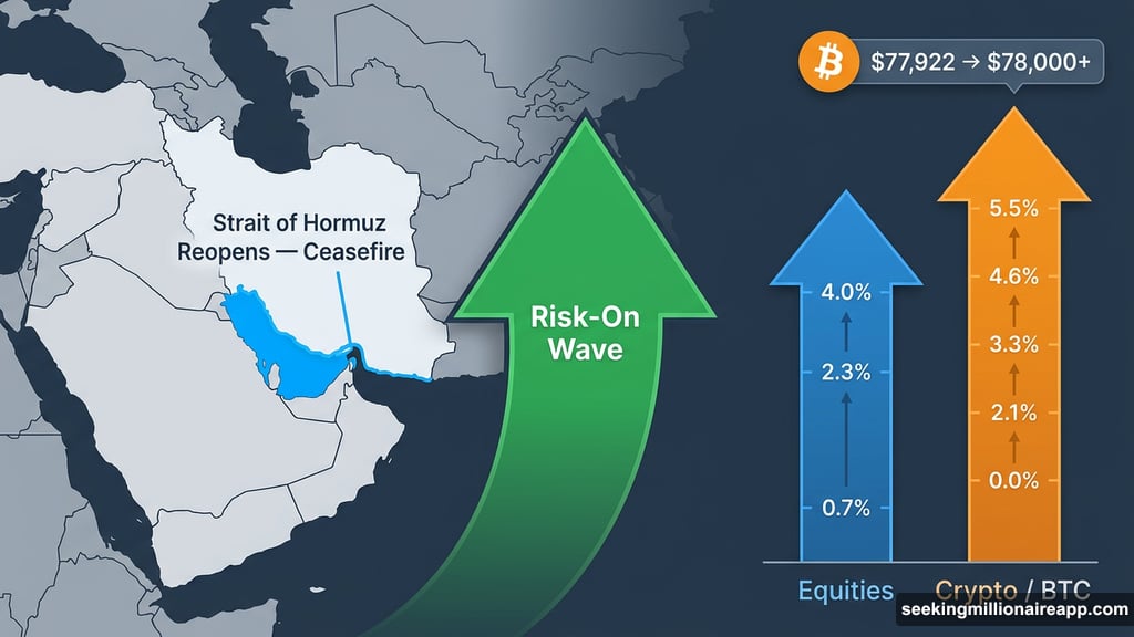 Strait of Hormuz ceasefire triggers risk-on wave across equities and crypto