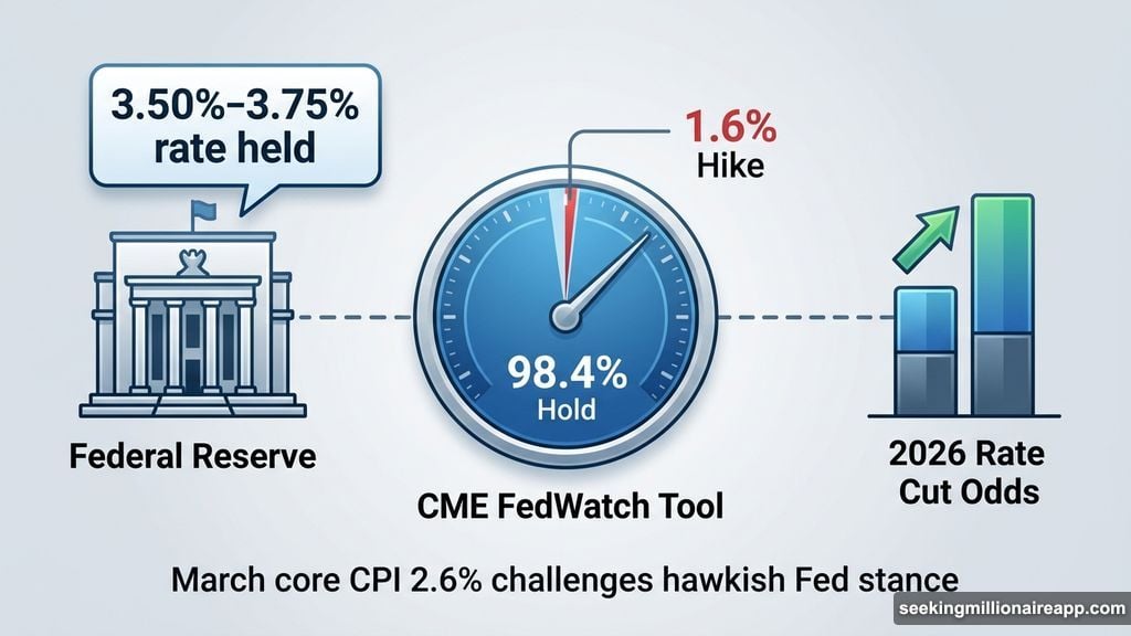 CME FedWatch shows 98.4% probability Fed holds rates at 3.50%-3.75%