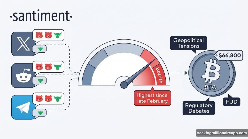 Santiment data shows Bitcoin bearish sentiment highest since late February