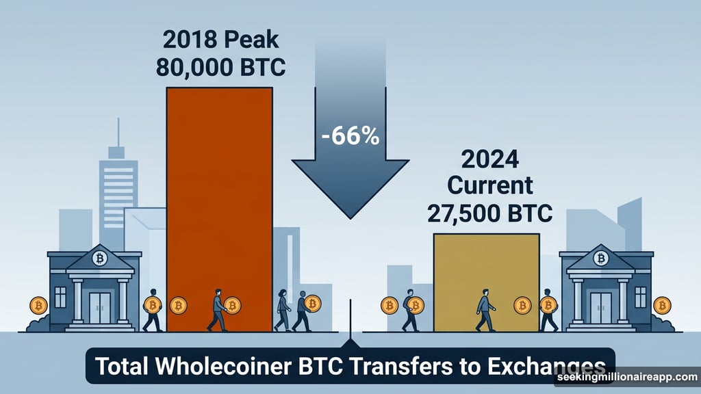 Wholecoiner BTC inflows to exchanges drop 66 percent from 2018 peak