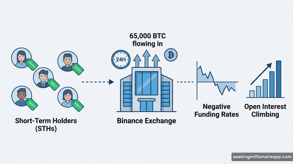 Short-term holders rush 65,000 BTC to exchanges near 75,000 dollar resistance