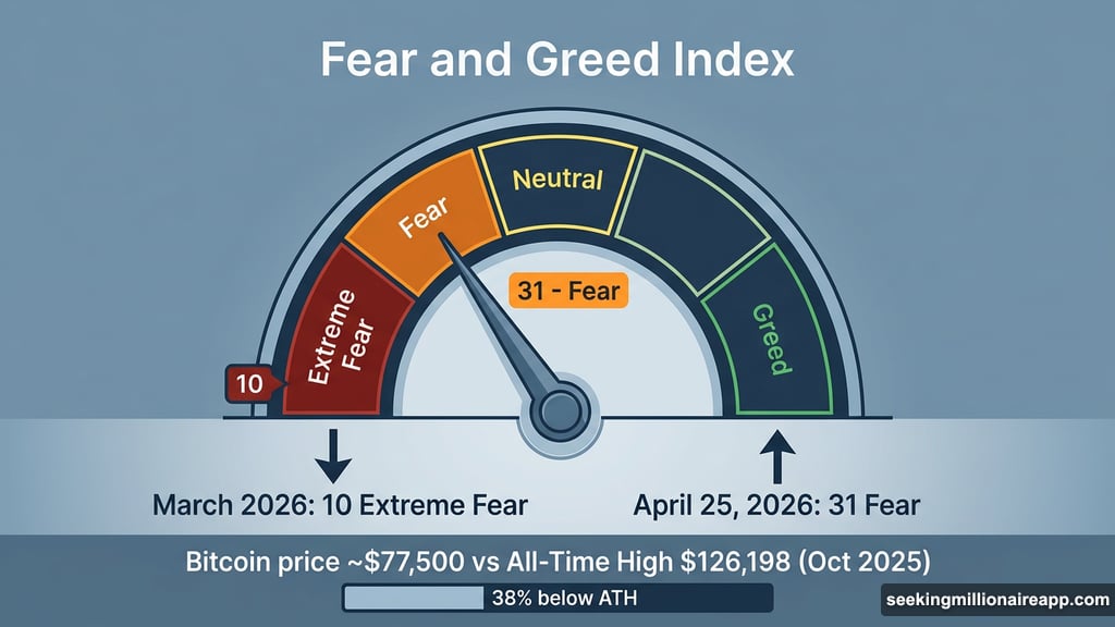 Fear and Greed Index reads 31 Fear territory April 25 2026