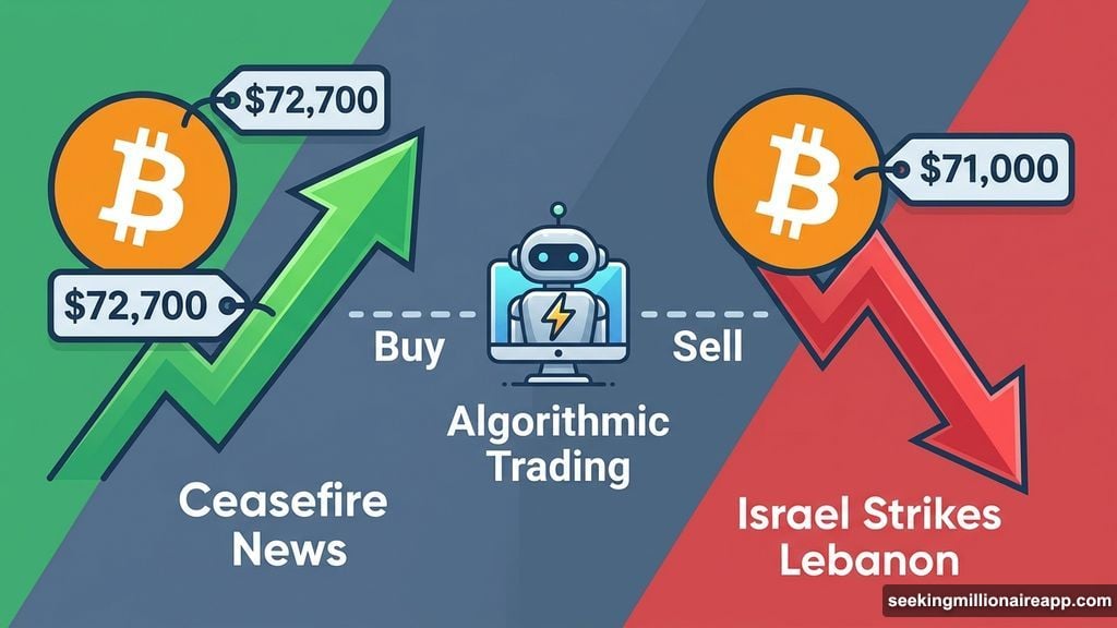 Algorithmic trading drove Bitcoin ceasefire bounce then triggered swift selloff