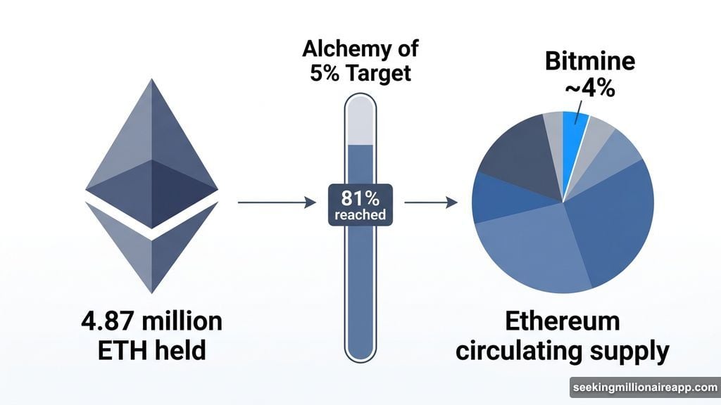 Bitmine holds 4.87 million ETH reaching 81% of 5% target