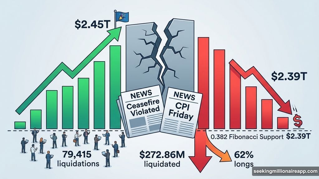 Crypto market slips $21 billion as ceasefire cracks and inflation fears