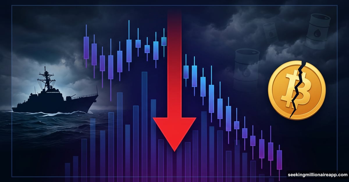 Crypto market chart drops amid US-Iran naval tension and geopolitical fears