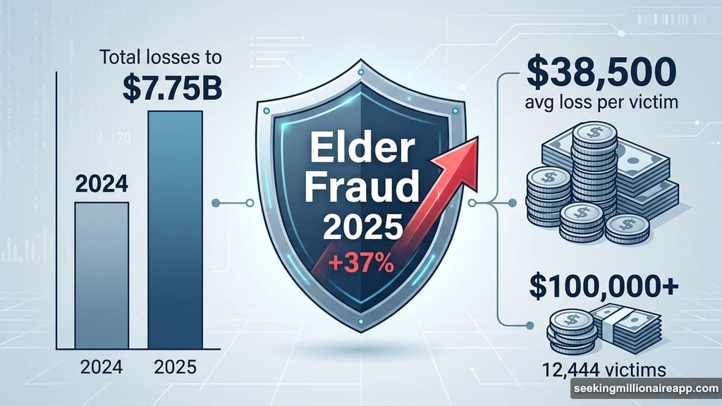 Elder fraud losses rose thirty-seven percent reaching seven point seventy-five billion