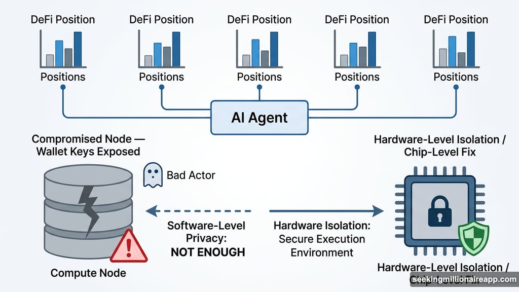 Hardware-level isolation at chip protects AI agent wallet keys from compromised nodes