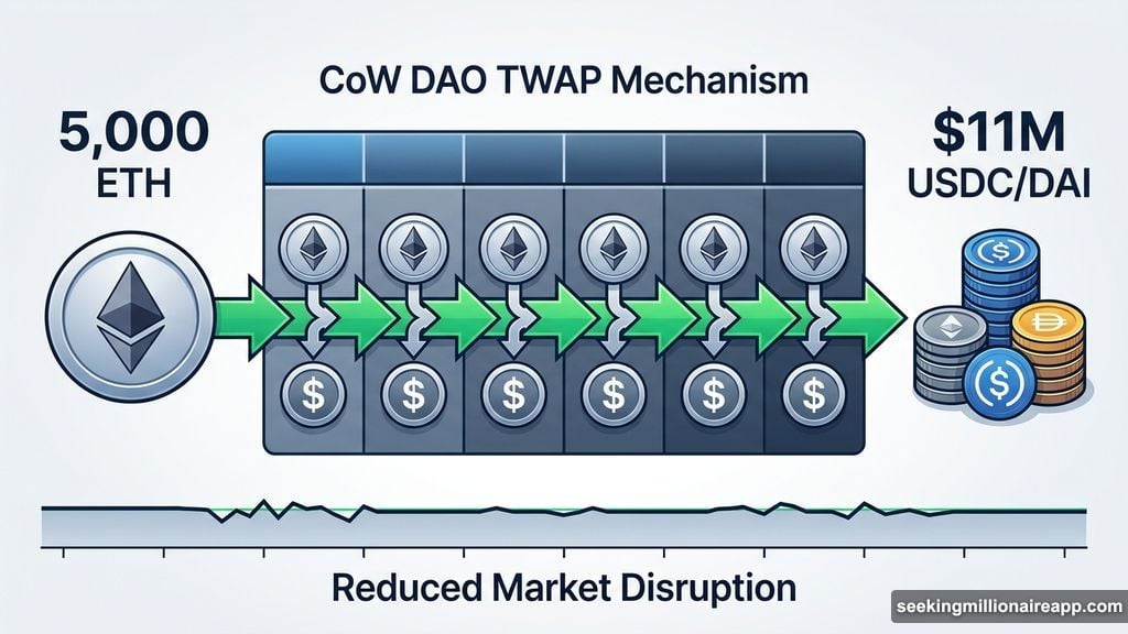 CoW DAO TWAP mechanism spreads 5000 ETH sale over time