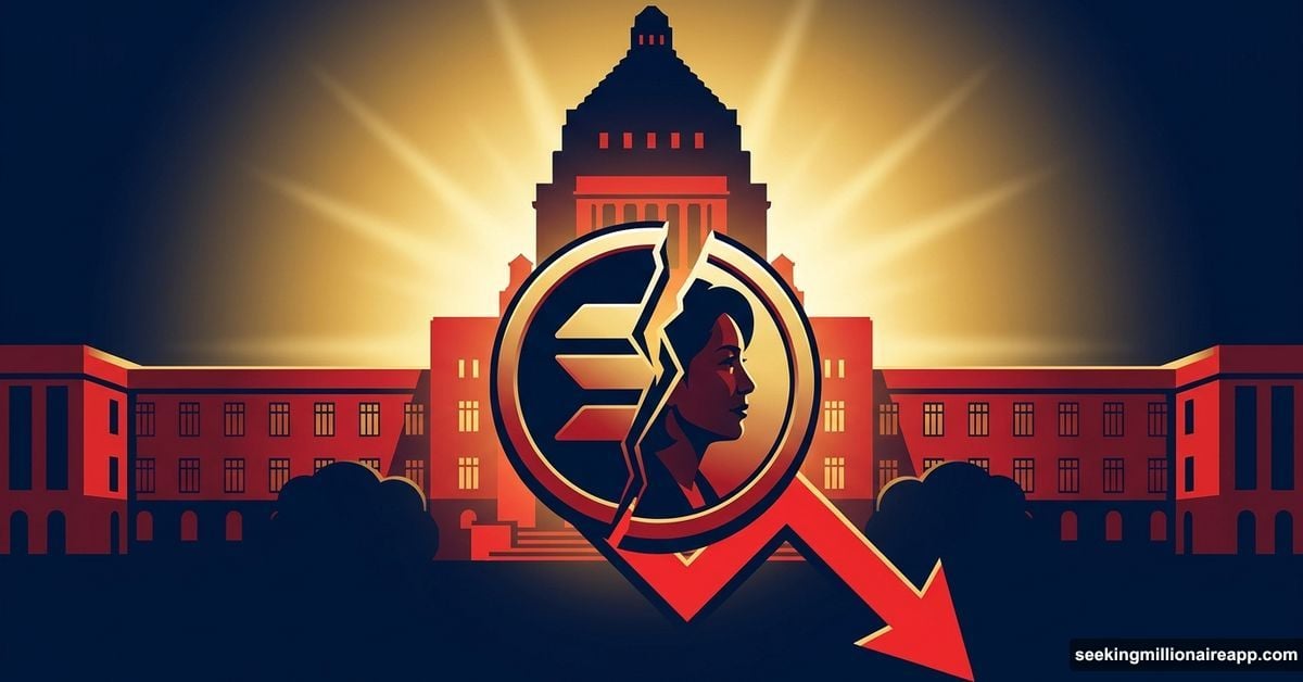 Cracked Solana token over Japan's parliament building amid political scandal