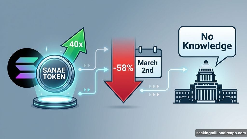 SANAE TOKEN surged 40 times then crashed 58 percent after denial