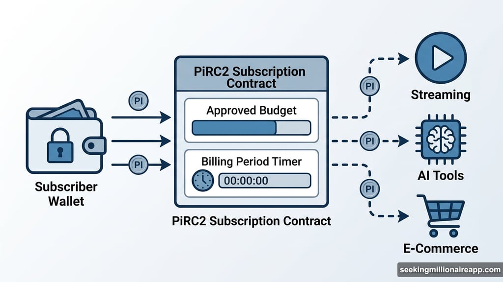 PiRC2 subscription smart contract draws PI from wallet each billing period