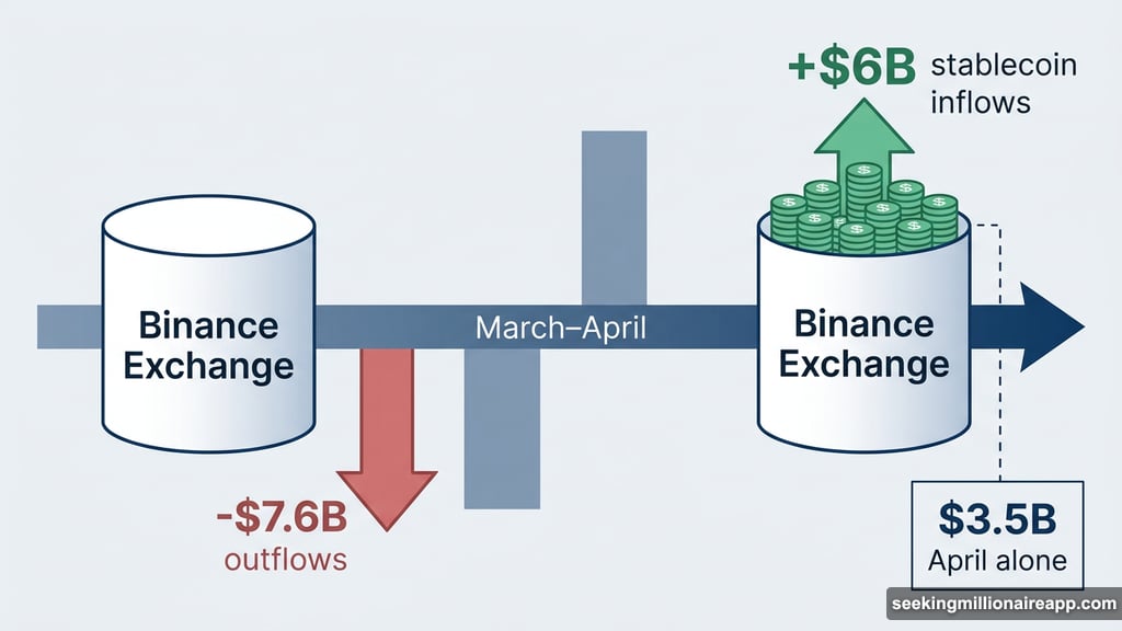Binance recorded nearly six billion dollars in net stablecoin inflows