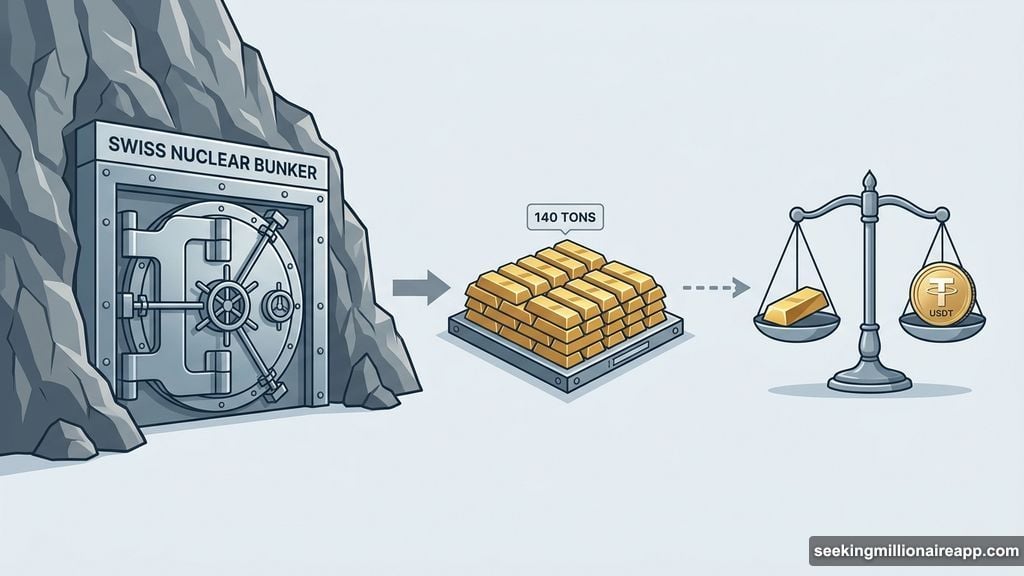 Tether holds 140 tons of physical gold stored in Swiss bunker