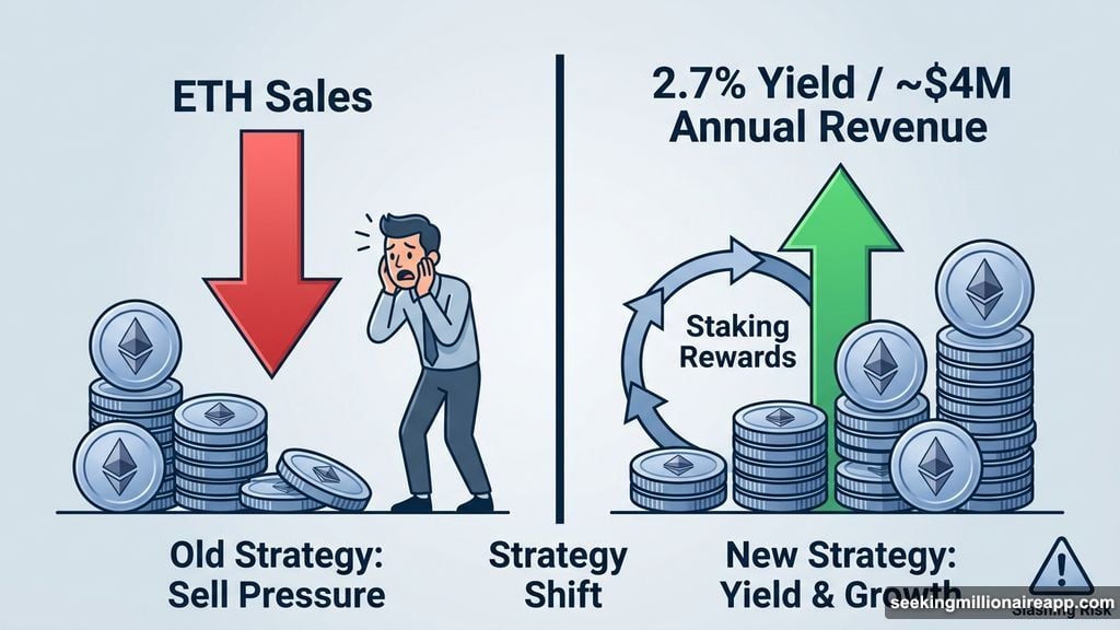 Staking yield replaces ETH token sales covering research grants salaries