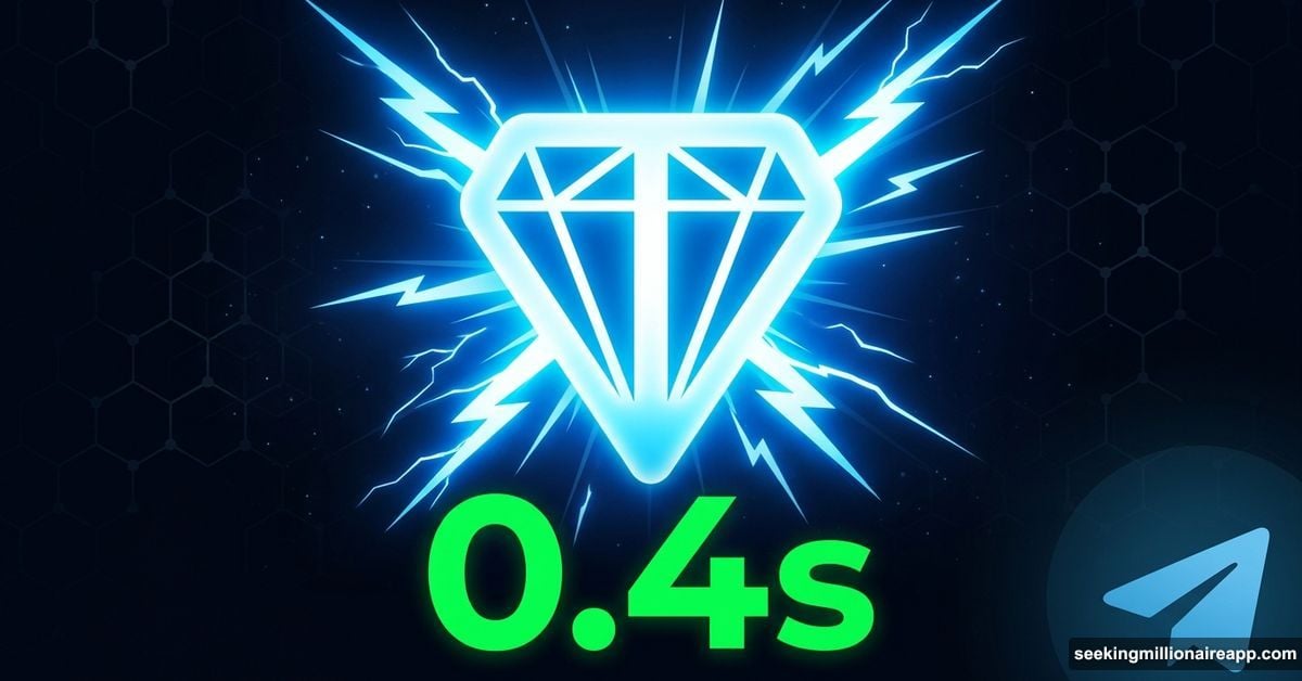 TON blockchain diamond logo with lightning bolts showing sub-second transaction speed