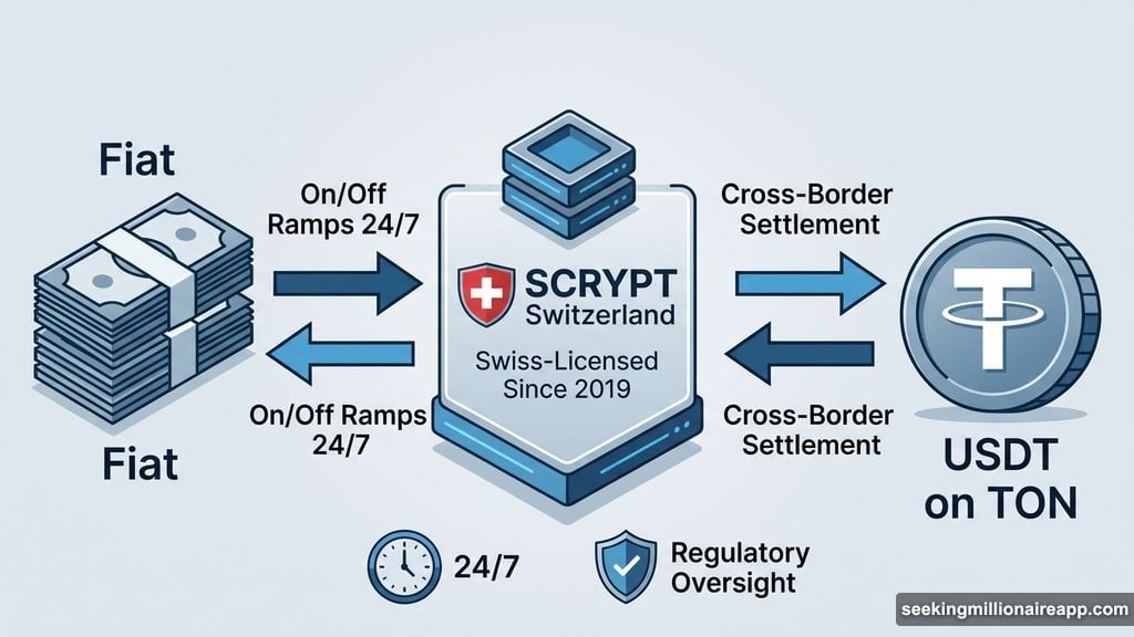 SCRYPT handles fiat conversion and compliant USDT settlement around the clock