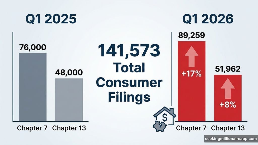 Chapter 7 filings rose 17 percent crushing household budgets in 2026